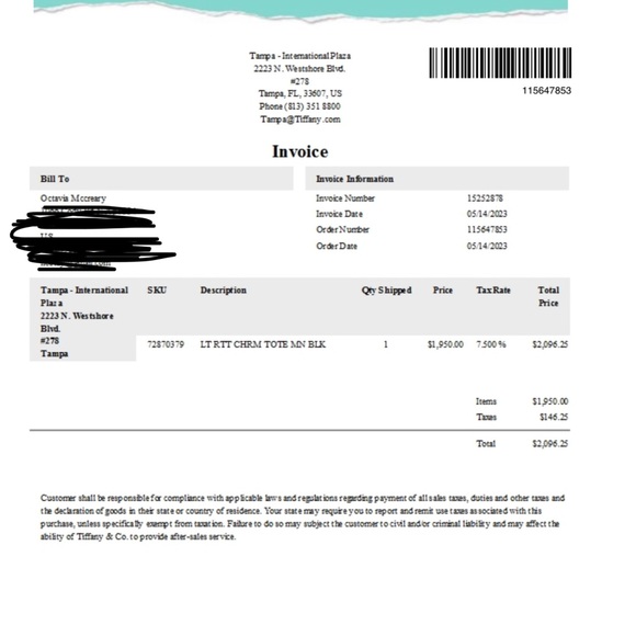 Authentic Tiffany&Co Tote - Picture 6 of 6